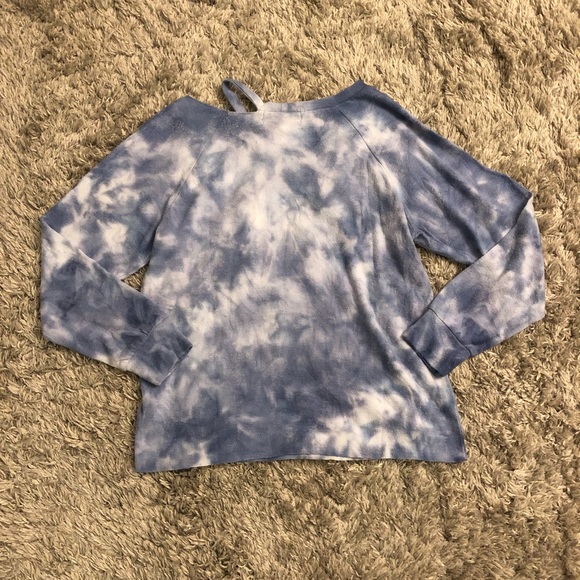 Wildfox Cut Out Pullover in Blue Cloud Tie Dye Size Small - Picture 3 of 4